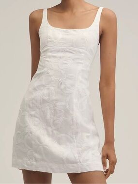 Lovaan Camilla Square-Neck Linen Mini Dress, with nautical detailing
